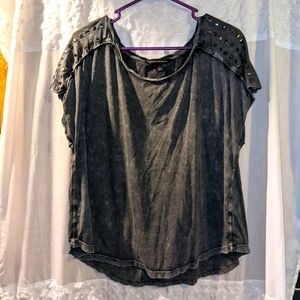 Rock & Republic Gray Studded Sleeve Shirt Size XL